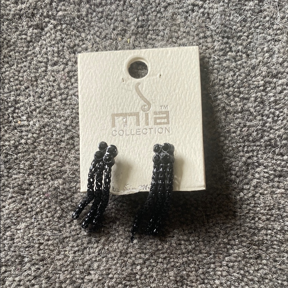 Mia Collection Black Beaded Dangle Earrings